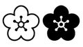 Icon for Chinese New Year, vector plum blossom, outline and silhouette versions Royalty Free Stock Photo