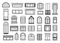 Vector illustrations set with different silhouettes of window frames Royalty Free Stock Photo
