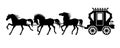 Silhouette carriage and three horses