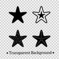 4 Vector illustrations, starfish icon, transparent PNG background Royalty Free Stock Photo