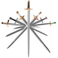 Vector illustrations of swords cross crosswise.