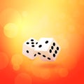 Vector illustrations of throwing dice on beautiful orange background - Illustration of passion to Gaming and Ardor Royalty Free Stock Photo