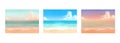 Vector illustrations of tropical beach in various scenes Royalty Free Stock Photo