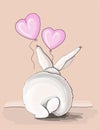 Vector illustrations valentine,cute bunny gives his heart