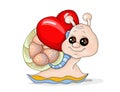 Vector illustrations valentine,cute snail with a heart