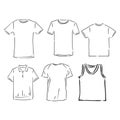 Vector Illustrations of Women`s Fashion Garments. t shirt vector sketch illustration Royalty Free Stock Photo