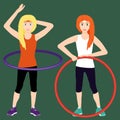 Young woman with hula hoop vector illustration