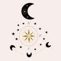 Vector illustrationwith compass and celestials