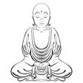 Vector Illustratioon of hand drawn Buddha on a white background. Royalty Free Stock Photo
