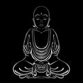 Vector Illustratioon of hand drawn Buddha on a white background. Royalty Free Stock Photo
