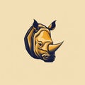 Golden Hues: Detailed Rhino Symbol Illustration In Flat Style