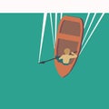 Vector illustraton of a boy in the boat