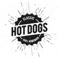 Vector Illustraton Black Vintage Classic Hot Dog Stamp