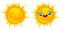 Vector illustratuon of sun in kawaii style Royalty Free Stock Photo