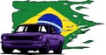 vector illustratyion of muscle car with brazil flag