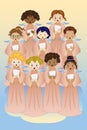 Vector illustrazuine representing a choir of angels Royalty Free Stock Photo