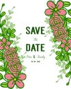 Vector illustreation wedding invitation template decorated with rose wreath frame Royalty Free Stock Photo