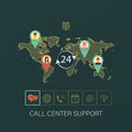 Call center support vector illustration Royalty Free Stock Photo