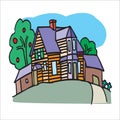 Vector Ilustration Cartoon Home, Building, Castle Royalty Free Stock Photo