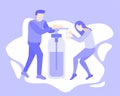 Vector ilustration fight covid-19 corona virus. people fight virus concept. fight using hand sanitizer or hand washing soap. Royalty Free Stock Photo