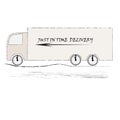 Vector ilustration of just in time delivery on white background