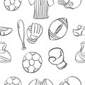 Vector ilustration sport equipment doodles