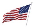 Vector image of an American flag on a flagpole isolated on a white background Royalty Free Stock Photo