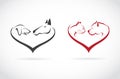 Vector image of animal on heart shape on white background Royalty Free Stock Photo