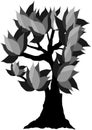 Vector image. An artistic cartoon tree in the white background