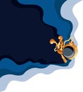 Image of an astronaut flying through space and leaving behind a frame perfect for your design or text. The concept of