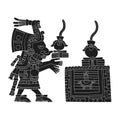 Vector image with Aztec god Chalchiuhtlicue.God of the of water and rivers