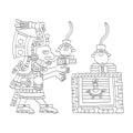 Vector image with Aztec god Chalchiuhtlicue.God of the of water and rivers