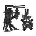 Vector image with Aztec god Mictlantecutli.God of the dead and the underworld