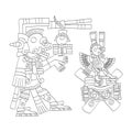 Vector image with Aztec god Mictlantecutli.God of the dead and the underworld