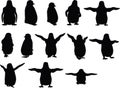 Vector Image - baby animal penguin silhouette on white background