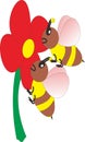 Vector image of bees suck the quintessence of flowers Royalty Free Stock Photo