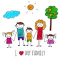 Vector image of big happy family Royalty Free Stock Photo