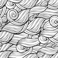 Vector image of black curvy lines with curls on a white background. Seamless pattern for textile, wallpaper and wrapping Royalty Free Stock Photo