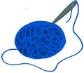 Blue bundle of thread with a needle