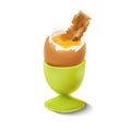 Vector image of a boiled soft-boiled egg on a green stand. Royalty Free Stock Photo