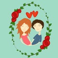 Vector image boy and girl in love