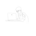 Vector image of a boy working with an laptop