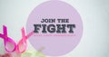 Vector image of breast cancer awareness slogan and pink ribbons on white background, copy space Royalty Free Stock Photo