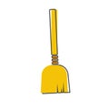 Vector image of a broom. Vector illustration broom cartoon style on white isolated background.