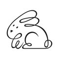 vector image of a bunny, cute rabbit drawn in one line; hand drawn.