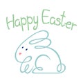 vector image of a bunny, cute rabbit drawn in one line; hand drawn. Happy easter, greeting card