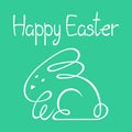 Vector image of a bunny, cute rabbit drawn in one line; hand drawn. Happy easter, greeting card,