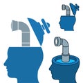 Vector image of businessmen heads with periscopes