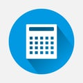 Vector image calculator on blue background. Flat image calculat
