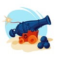 Vector image of a cannon with cannon balls